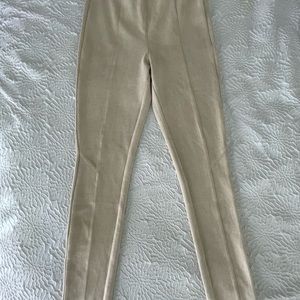 Suede Cream-Colored Cigarette pants